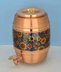 Designer Enamel Printed <b>Copper</b> Water Dispenser Printed Water Storage Unit with Tap Ideal for Kitchen Dining <b>Table</b> Use - Product Image 5
