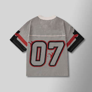 เสื้อยืดโอเวอร์ไซส์ลายพิมพ์วินเทจ เสื้อกีฬา เสื้อฟุตบอลสั่งทำพิเศษ พิมพ์ลายเต็มตัว คอวี ทรงบ็อกซี่ - Product Image 2