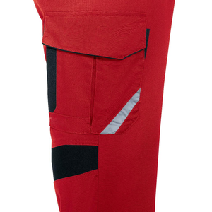 Salopette en jean rouge pour homme, bretelles réglables, tenue de travail utilitaire, coupe droite, taille haute, ajustement régulier, couleur unie, tissu tissé - Product Image 5