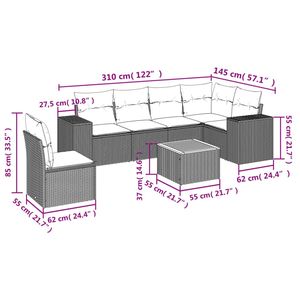 Conjunto de Sofás para Patio de Madera de Acacia Sólida en Gris, Serie de Muebles de Jardín de Acero con Recubrimiento en Polvo y Ratán Sintético - Product Image 3