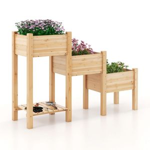 <b>Open</b> <b>Storage</b> Shelf 3-Tier Wooden Raised Garden Bed Elegant Sheds & <b>Storage</b> Solution - Product Image 1