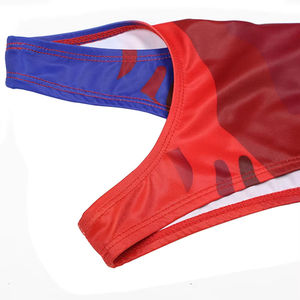 Adult Men Red Solid Wrestling Singlet Full Sleeve Regular Fit Quick Dry <b>Polyester</b> Elastic Waist Scoop Neck Tank Strap All - Product Image 3