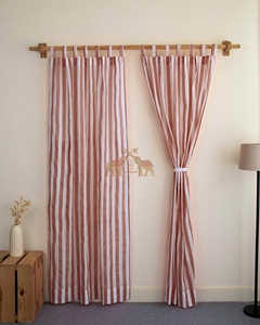 ชุดผ้าม่านลายทางพิมพ์ลายด้วยมือจากผ้าฝ้ายสำหรับตกแต่งบ้าน - Product Image 2