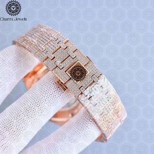 นาฬิกาข้อมือผู้ชาย Charm Jewels หรูหรา ตัวเรือนสแตนเลสสตีล สีโรสโกลด์ หน้าปัดประดับเพชร ขนาด 40 มม. ระบบอนาล็อก กลไกจักรกล ตัวเรือนทรงเหลี่ยม รุ่น 10 - Product Image 4