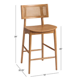 Silla de Barra Viorase de Madera Sólida Ecológica, Ajustable, Tradicional y Moderna, con Respaldo de Ratán, para Barra de Cocina o Comedor - Product Image 6