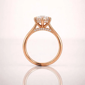 Premium Gold Round Lab Diamond Hidden Halo Prong Setting Luxury <b>Solitaire</b> Engagement <b>Ring</b> by Elvora Gems - Product Image 4