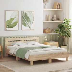 Cadre de lit LED Sonoma 59,84 x 79,92 po en bois d'ingénierie, lits élégants en bois - Product Image 1