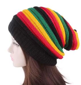 Unisex Hand Knitted Beanie Hat Solid Rasta Color Boho Style <b>Winter</b> <b>Cap</b> 100% Polyester Adjustable Adult Size 56-58CM Breathable - Product Image 2