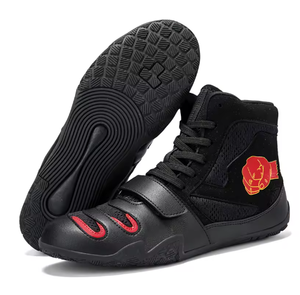 Zapatos de Lucha Libre para Hombre, de Caña Alta, con Parte Superior de Malla Negra y Suela de Goma, Calzado de Entrenamiento de Combate para Gimnasio y Ring - Product Image 2