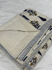 Tela de Algodón Puro Mal para Edredones, 100x100, Azul Marino, Estampado Floral de Hojas, Ecológica, Suave para Todas las Estaciones, para Sábanas Dohar - Product Image 3