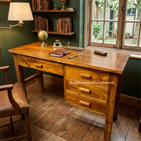 Bureau industriel minimaliste en bois de bateau recyclé fait main, finition durable à base d'eau, pour bureau, commerce, maison, hôtel, écologique