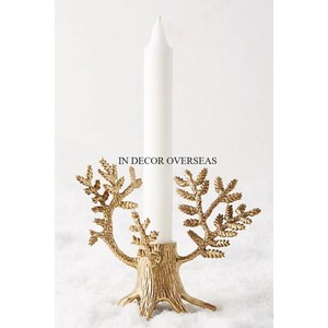 Porte-bougie conique en laiton avec base en marbre, finition dorée, décoration d'intérieur, centre de table pour mariages et fêtes, fournitures décoratives - Product Image 3