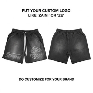 <b>Men</b> Solid Front Premium 140g Cotton Fleece Relaxed Fit <b>Black</b> Gray Sequined Waterproof Breathable Custom Sporty Casual <b>Shorts</b> - Product Image 1