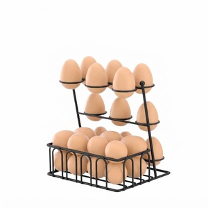 Farmhouse Metal <b>Egg</b> Holder Rack With Rustic Chicken Figurines Durable Iron Wire 12-<b>Egg</b> Capacity Storage Stand For Kitchen Holder - Product Image 2