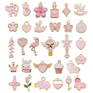 Breloques pour porte-clés > Kit de fabrication de porte-clés en métal, breloques assorties en émail bleu, plaquées or, motifs de dessins animés - Product Image 2