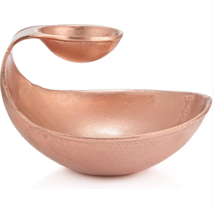 Gold Snack Serving Bowl with Dip Holder | 2-in-1 Chip & Dip Bowl | Metal Serving Dish | Party Serving Set | Ramadan <b>Eid</b> - Product Image 2