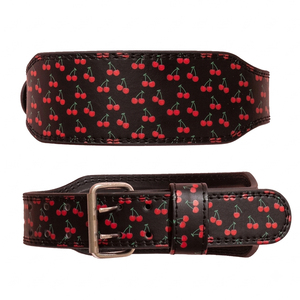 Ceinture de musculation personnalisée à imprimé cerise, ceinture de levage en cuir à double boucle OEM, fabricant en gros - Product Image 2
