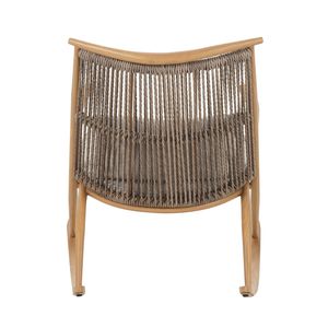 Silla mecedora resistente para exteriores con estructura de hierro con acabado en arce, respaldo de ratán PE gris claro y cojín gris - Product Image 4