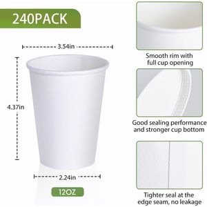 Confezione da 240 Bicchieri di Carta Bianchi da 350 ml Monouso per Caffè Caldo, Ideali per Viaggi, Feste ed Eventi all'Aperto - Product Image 2