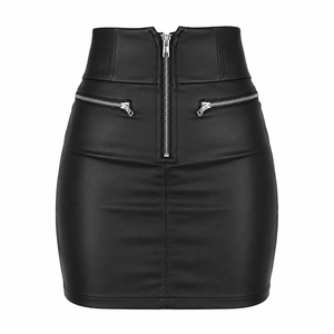 Jupe en cuir véritable pour femme avec fermeture éclair, taille naturelle, écologique, teinte unie, idéale pour les soirées d'hiver - Prix promotionnel - Product Image 5
