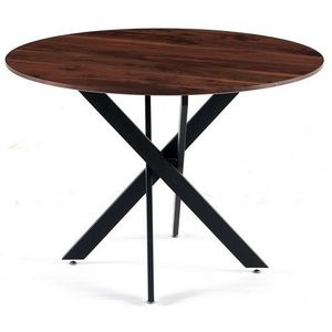 42.1\" Mid-Century Modern <b>Dining</b> <b>Table</b> with Black and Wood Finish MDF <b>Top</b> and Pedestal Base for 4-6 People End <b>Table</b> - Product Image 2