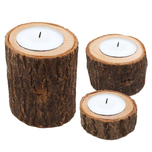 Rustic Style Handmade Round Wooden <b>Candle</b> Stand Unique Pillar <b>Taper</b> Candlestick Holder Home Table Centerpiece Living Room Decor - Product Image 6