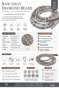 Cuentas de Diamante Gris Natural en Bruto, Diamantes sin Cortar de 4mm, Hilo de Piedras Preciosas Premium de 15 Pulgadas, Proveedor Mayorista - Product Image 4