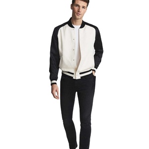 Veste de baseball de style streetwear pour homme, logo personnalisé, manches contrastées, col montant, style décontracté, mode streetwear, vente en gros - Product Image 6