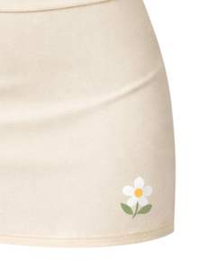 Conjunto de top corto beige y minifalda personalizado para mujer, conjunto deportivo sin mangas de dos piezas, para yoga, gimnasio, fitness, verano, informal. - Product Image 6