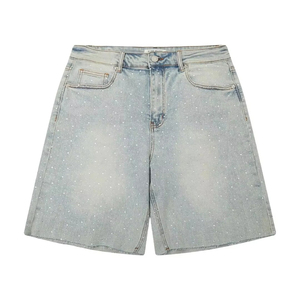 New Arrival Casual Mid Waist Denim Short for <b>Men</b> Street Wear with Custom Logo Solid Color Elastic Waist Breathable - Product Image 4