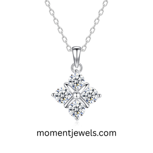 Silver Color Rhodium Plated Moissanite Pendant Necklace with Trendy Link Chain Round Stone Cross Design Jewelry for Women Gift - Product Image 1