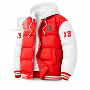 Custom Delta Sigma Theta sorority <b>Puffer</b> <b>jacket</b> embroidered logo on front red and <b>white</b> color full sleeve <b>jacket</b> for female - Product Image 2