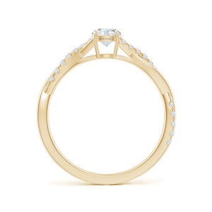 Anillo de Compromiso y Boda con Diamante Cultivado en Laboratorio, Certificado IGI, Corte Solitario, Banda Trenzada con Pavé, Oro de 10K, 14K, 18K, Chapado en Rodio, Plata 925, 935 - Product Image 3
