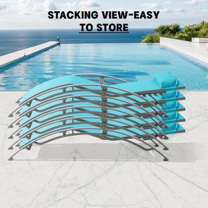 Set di 3 Sedie a Sdraio Blu Lago con Tavolino per Arredamento da Giardino - Product Image 6