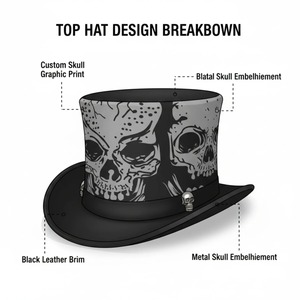 Chapeau haut-de-forme unisexe en cuir, accessoire de mode classique pour hommes et femmes, idéal pour les événements, les fêtes et les tenues costumées - Product Image 4