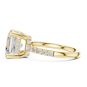 Anillo de Compromiso de Diamantes Cultivados en Laboratorio con Certificación IGI, Oro Sólido de 14K, Corte Asscher de 4 CT y Corte Brillante Redondo, para Mujer - Product Image 2