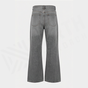 Jean en denim évasé taille haute pour homme, en coton délavé, coupe ample, style décontracté automne - Product Image 2