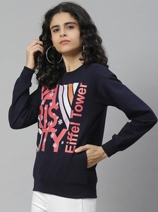 Sudadera de Cuello Redondo Estampada para Mujer, Corte Regular, Manga Larga, 100% Algodón Tejido, Ropa Casual de Otoño - Product Image 4