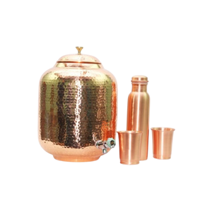 Dispensador de agua de cobre con grifo, estilo vintage, con soporte y dos vasos para uso en el hogar, hoteles y bodas. Dispensador de agua en oferta. - Product Image 2