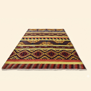 Tapis Madic Mosaic multicolore tufté à la main, antidérapant, écologique, motif tribal géométrique moderne, en laine, à poils épais, pour salon - Product Image 2
