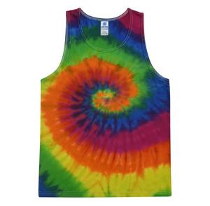 Men's O-<b>Neck</b> <b>Tie</b> Dye Knitted Tank Top Casual Wear Spiral Pattern Multicolor - Product Image 4