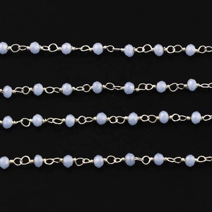 Natural Aqua Chalcedony Hydro Round <b>Beaded</b> Rosary Silver Plated Chain For Jewelry <b>Making</b> Wholesale Bulk Supplier From India - Product Image 4
