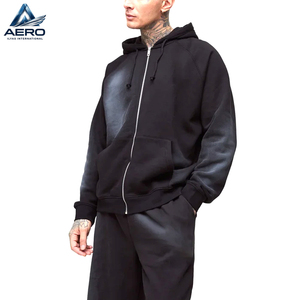 Custom Heavyweight Spray <b>Paint</b> Acid Wash Tracksuit <b>Set</b> Men Streetwear Full Zip Hoodie Wide Leg Sweatpants Two Piece <b>Set</b> - Product Image 4