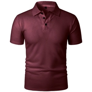 Men's Short Sleeve <b>Waffle</b> Knitted Polo <b>Shirt</b> Solid Color Casual Style Light Blue - Product Image 5