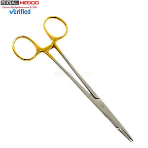 ที่จับเข็ม TC Olsen Hegar ขนาด 6.5 นิ้ว พร้อมหัวทังสเตนคาร์ไบด์ ด้ามจับสีทอง แบบวงแหวน ล็อคด้วยระบบแร็ทเช็ต ทำจากสแตนเลสสตีล สำหรับการผ่าตัด - Product Image 4