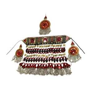 Traditional Afghan Kuchi Ring With Raised Glass Stone And Filigree Border For Ethnic Tribal Finger Jewelry And Nomadic - Product Image 1