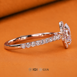 <b>Unique</b> Oval Diamond Halo Engagement Ring, 1.49 TW Oval Lab Grown Diamond Ring, Wedding Ring, Propose Ring, Diamond Ring <b>for</b> <b>Her</b> - Product Image 2
