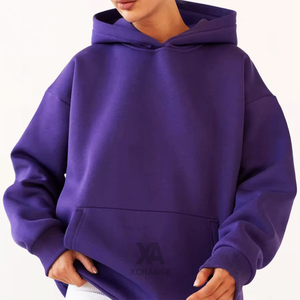 Sudadera con capucha y cremallera bordada de invierno para mujer y hombre, de forro polar, color liso, corte regular, 100% algodón orgánico, anti-bolitas - Product Image 4