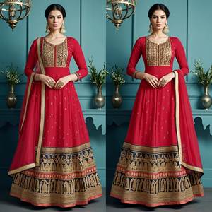 Traje Anarkali Salwar de viscosa transpirable para mujer, elegancia tradicional para cada ocasión - Product Image 4