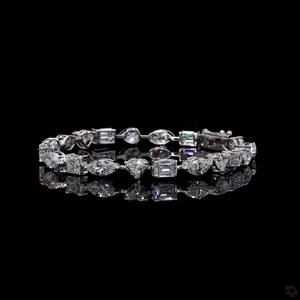 Bracelet de tennis en or pour femme de qualité supérieure, orné de diamants de laboratoire IGI taille princesse, cœur, émeraude et marquise, bijoux fins élégants - Product Image 2